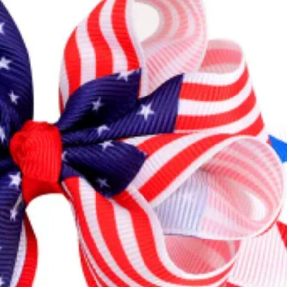 New 3/$20 Girls patrotic flag hair bow - Picture 4 of 6